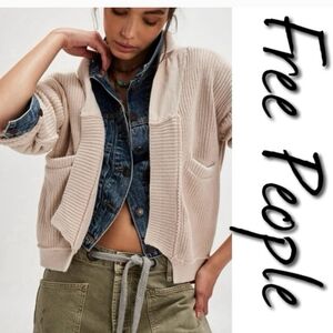 We The Free Light Beige Open-Front Cardigan - S